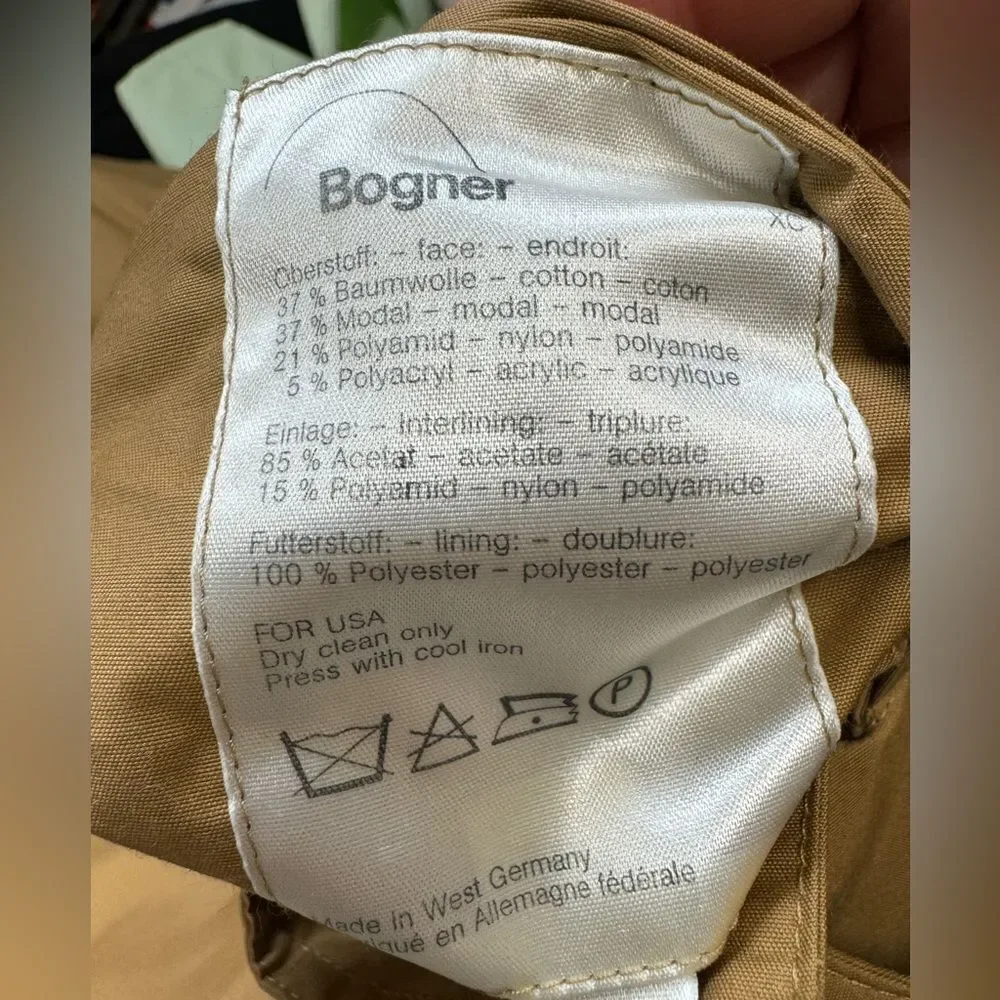 Bogner Men's Double Breasted Notch Lapel Collar Pea Coat Jacket Camel Brown  S